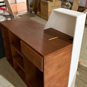 Reception desk with bold design and front LED